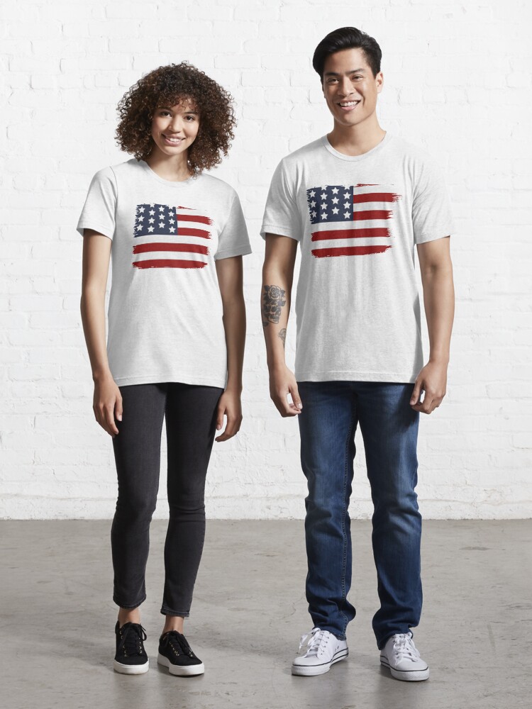 Happy American Flag T-shirt - Brushed Stroke Style American Flag Shirt