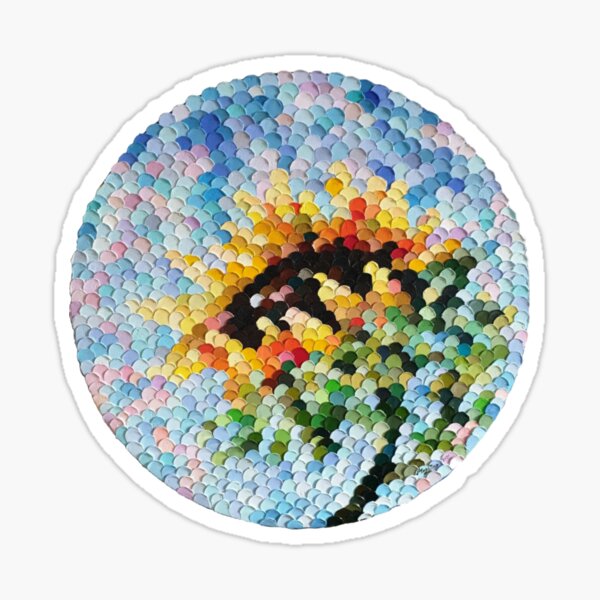 Sunflowers round oil painting Linkupism Game of Shades Sticker