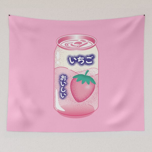 Item preview, Strawberry Soda Can Japanese Soft Drink Kawaii Soft Pastel Pop Art Retro Summer Vibe designed and sold by AoiKasumi.