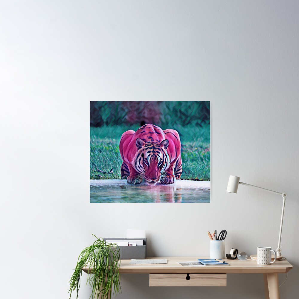 Retro Neon Purple Portrait Nature Animal Wildlife Tiger Zoo Poster for Sale  by TheWildFlix