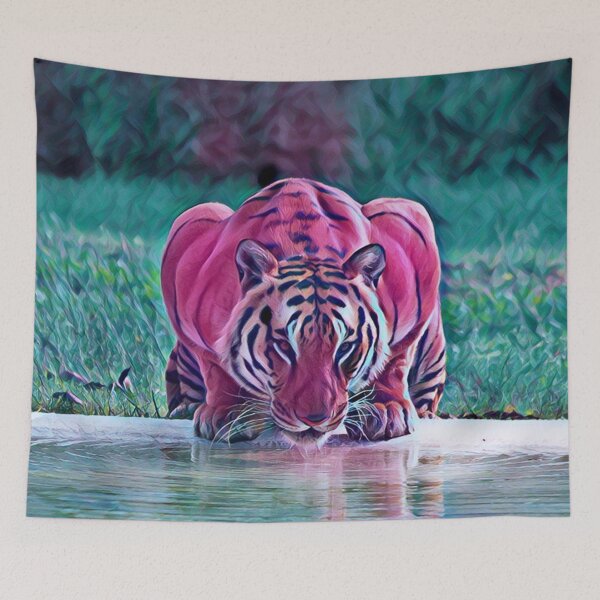 Item preview, Retro Neon Purple Portrait Nature Animal Wildlife Tiger Zoo designed and sold by TheWildFlix.