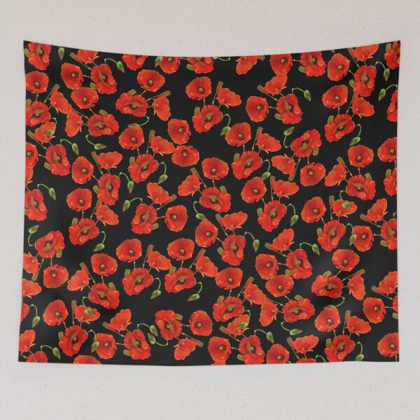 Item preview, Red poppies and cute cool poppy mask designed and sold by Collagedream.