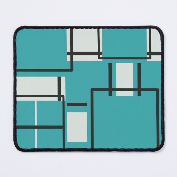 Item preview, Aqua - Teal - Turquoise, Black and Off White Modern Square Mosaic Shape Pattern designed and sold by ColorOfTheYears.