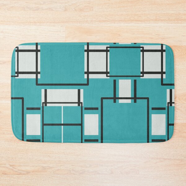 Artikelvorschau, Aqua - Teal - Turquoise, Black and Off White Modern Square Mosaic Shape Pattern entworfen und verkauft von ColorOfTheYears.