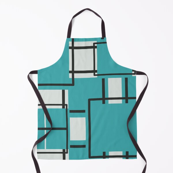 Aperçu de l'œuvre Aqua - Teal - Turquoise, Black and Off White Modern Square Mosaic Shape Pattern créée et vendue par ColorOfTheYears.