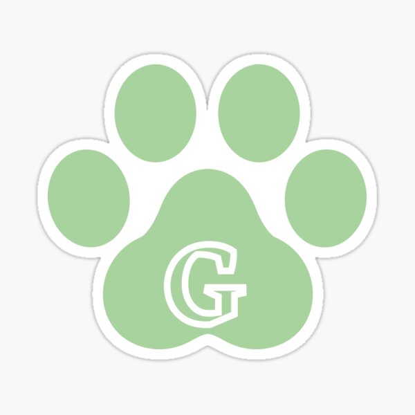 Pistachio green pet paw with initial G Sticker