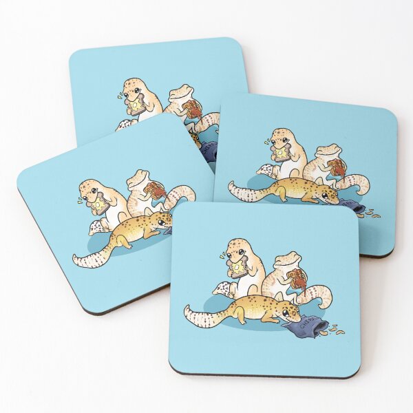 Item preview, Leopard Geckos Eating Food Cartoon  designed and sold by Gecko Gifts and Goodies.