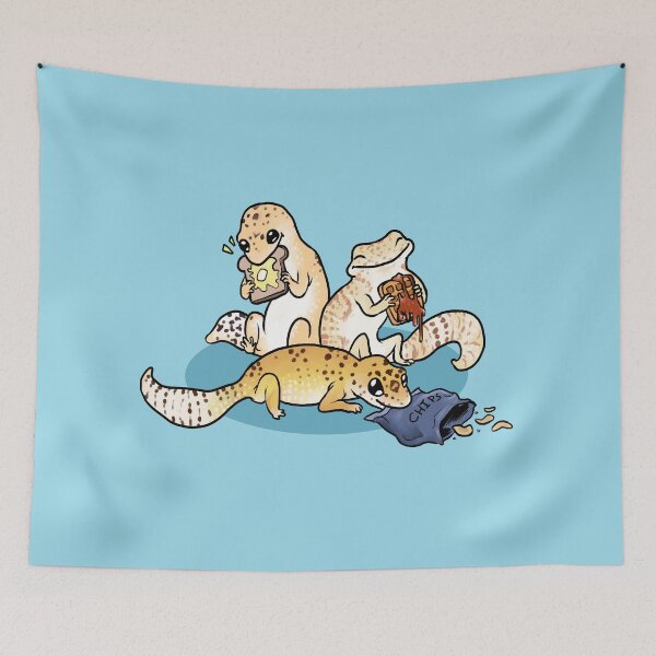 Item preview, Leopard Geckos Eating Food Cartoon  designed and sold by Gecko Gifts and Goodies.