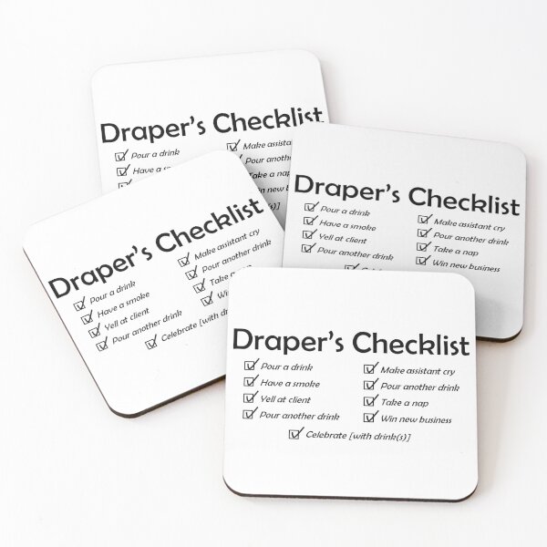 Item preview, Draper's Checklist, black design designed and sold by gruffyjustice.
