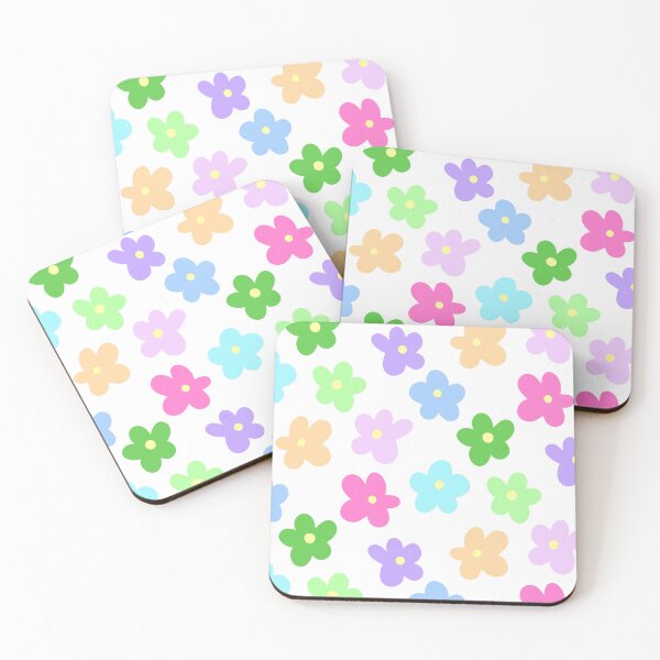 Item preview, Colorful Cute Pastel Floral Flowers Print on a White Backdrop,made by EndlessEmporium  designed and sold by EndlessEmporium.