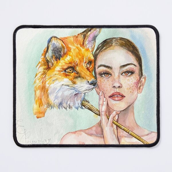 Artikelvorschau, Mädchen - Fuchs. Maske. Aquarellporträt einer Brünette. entworfen und verkauft von Elena Reutova.
