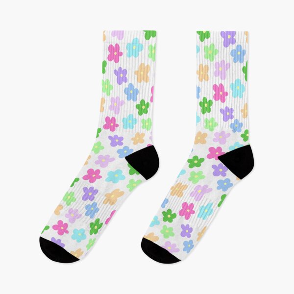 Item preview, Colorful Cute Pastel Floral Flowers Print on a White Backdrop,made by EndlessEmporium  designed and sold by EndlessEmporium.