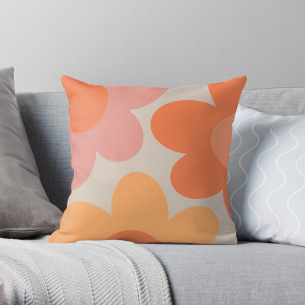 throw pillow set of 4, coral and peach pillows, modern flower pillow, rose  pillow, modern home decor, pillow cover bundle sale