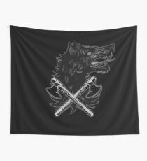 Viking Wolf Axe Throwing Brotherhood of Wolves Iron and Blood Wall Tapestry