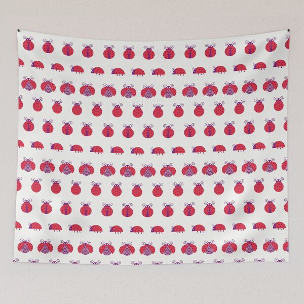 Item preview, Red ladybugs over light yellow background designed and sold by marufemia.