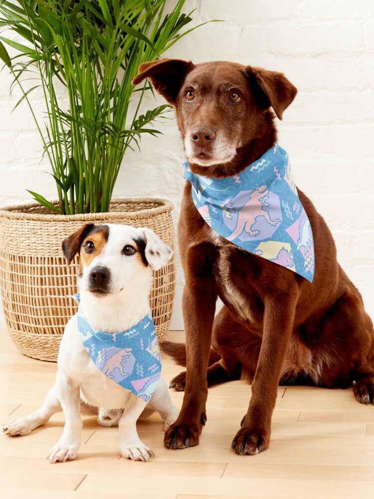 Alternate view of 90's Dinosaur Pattern - Pastel version Pet Bandana