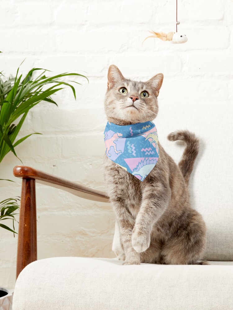 Alternate view of 90's Dinosaur Pattern - Pastel version Pet Bandana