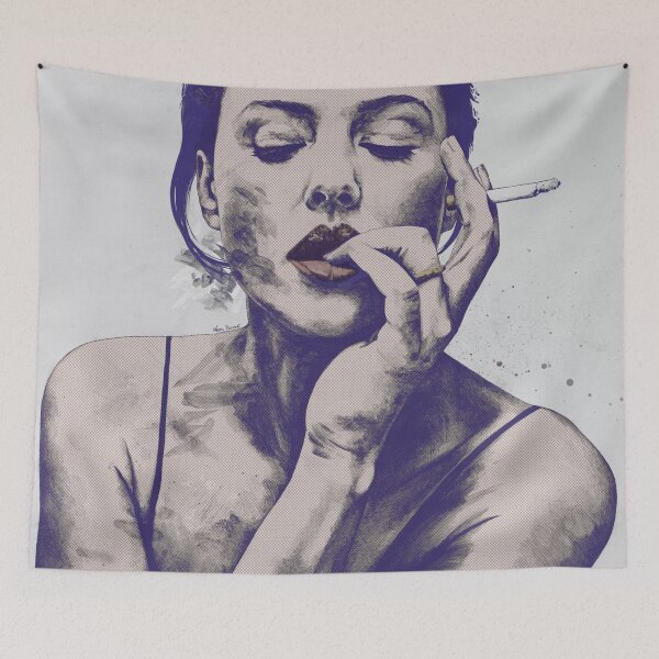 Item preview, Monica Bellucci sexy portrait | smoking woman drawing | pop art designed and sold by Marco Paludet.