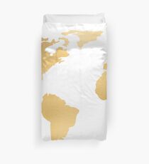 World Map Deep Gold Rush Duvet Cover