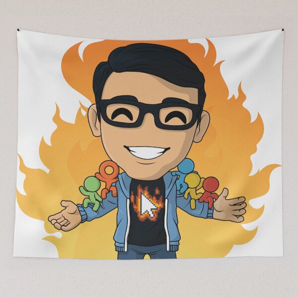 Item preview, Alan Becker Gaming avatar character on fire with stickman figures in shoulder designed and sold by BoldPencil.