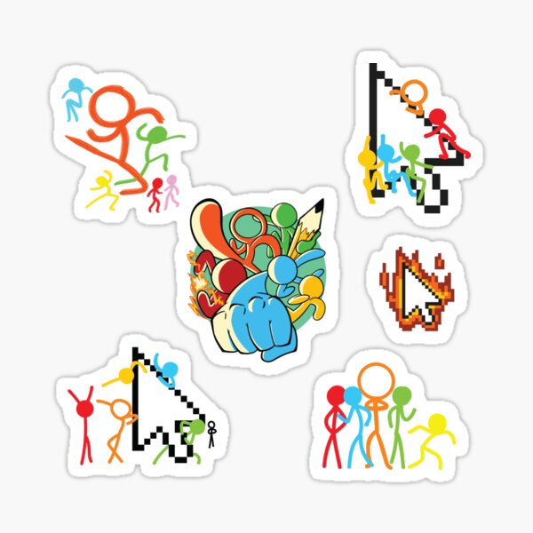 Alan Becker five stick figures animation characters sticker set