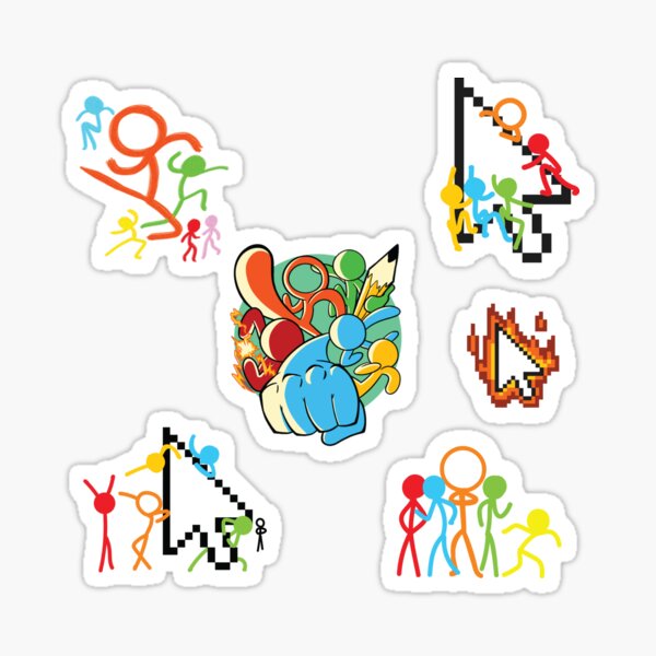 Alan Becker five stick figures animation characters sticker set Sticker  for Sale by BoldPencil