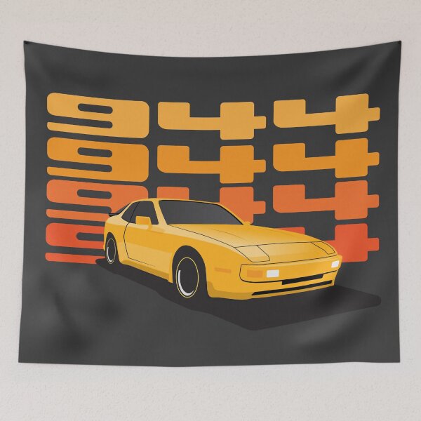 Item preview, 1986 Porsche 944 yellow illustration designed and sold by blackdogshop.
