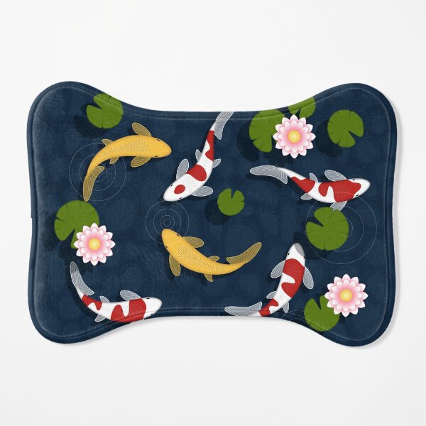 Japanese Koi Fish Pond Dog Mat
