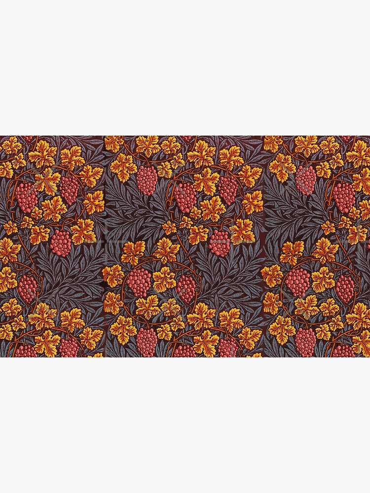 GRAPES ,VINES AND LEAVES Art Nouveau Grey Pink Gold Yellow Floral Pattern by BulganLumini