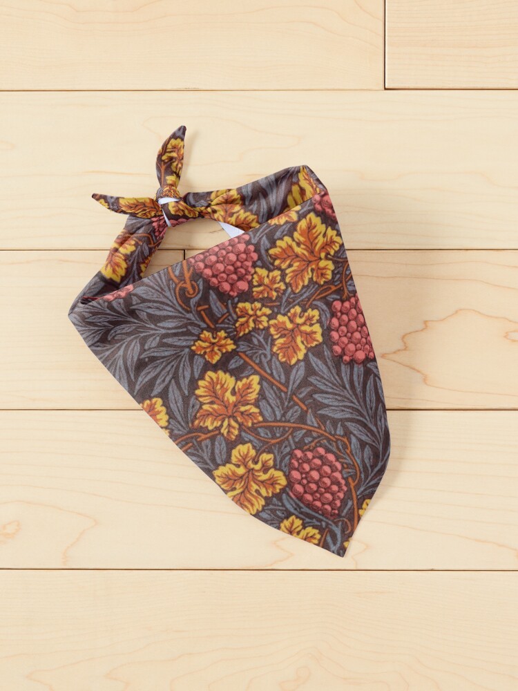 Alternate view of GRAPES ,VINES AND LEAVES Art Nouveau Grey Pink Gold Yellow Floral Pattern Pet Bandana