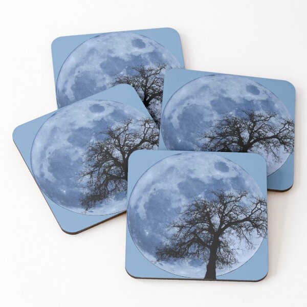 Item preview, August Blue Moon With Maple Tree Silhouette Design designed and sold by ThisNThatImages.