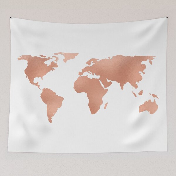 Item preview, World Map Rose Gold Bronze Copper Metallic designed and sold by naturemagick.