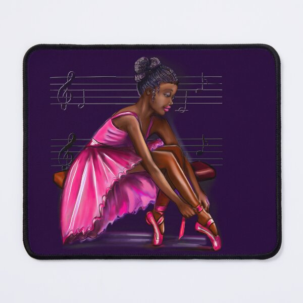 Item preview, African American ballerina getting ready to dance, ballet pointe shoes 2 - black woman brown skin ballerina. Top 10 Best ballerina gifts. Top 10 gifts for black women designed and sold by Artonmytee.