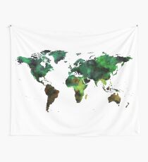 World Map Green Earth Painting Wall Tapestry