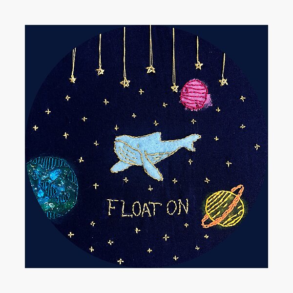 Item preview, "Float On" Space Whale Flying Through Planets and Stars  designed and sold by ashleygilland.