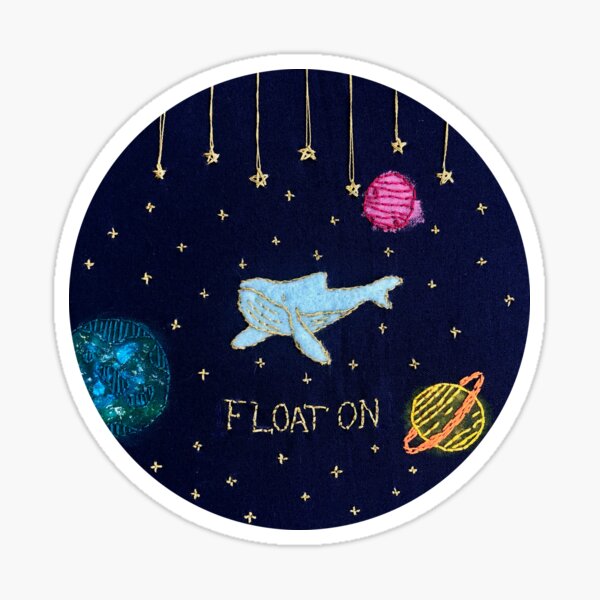 Item preview, "Float On" Space Whale Flying Through Planets and Stars  designed and sold by ashleygilland.