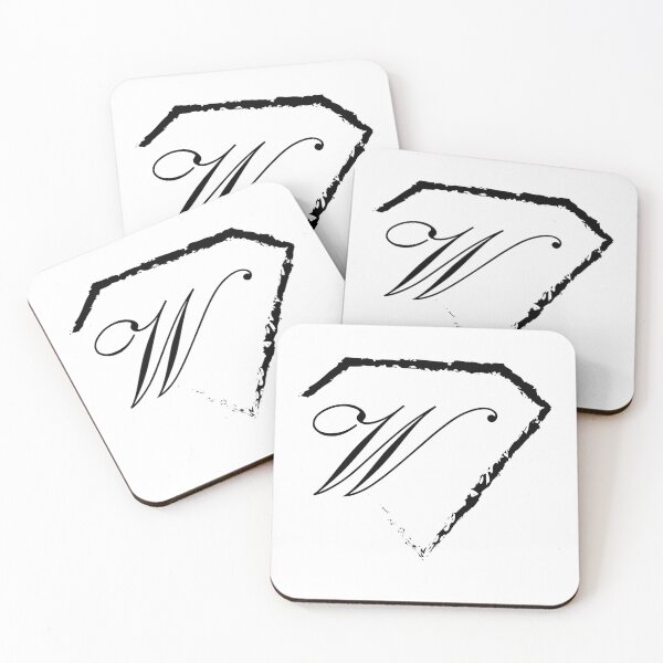 Item preview, W letter monogram initial diamond black designed and sold by mixtape80.