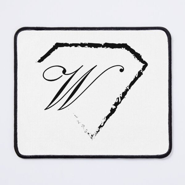 Item preview, W letter monogram initial diamond black designed and sold by mixtape80.