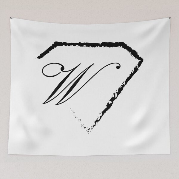 Item preview, W letter monogram initial diamond black designed and sold by mixtape80.