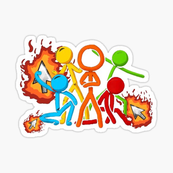 Alan Becker Five Stick Figures With Fire Mouse Pickaxe Sticker For Sale By Uniquely4you 