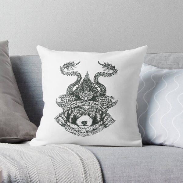 Red Panda Ronin Throw Pillow