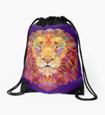 Geometric Lion Drawstring Bag