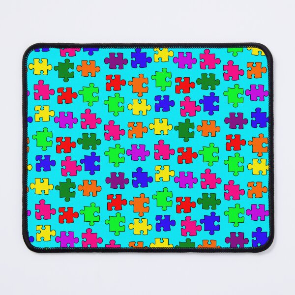 Item preview, Rainbow Puzzle Pieces on Blue Background Small Sized Repeating Pattern designed and sold by Nicolette Olivier.