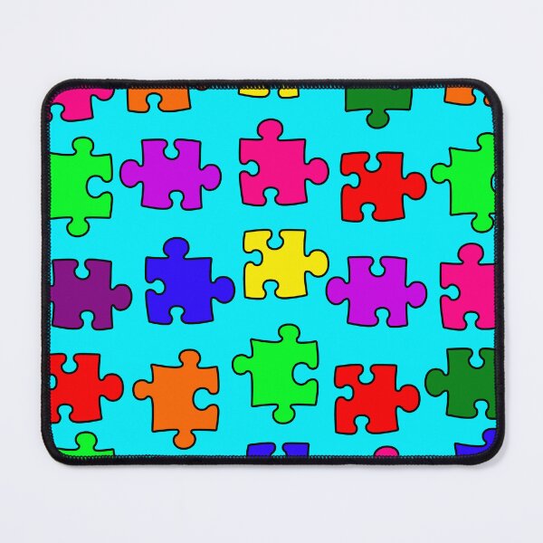 Item preview, Rainbow Puzzle Pieces on Blue Background Large Sized Repeating Pattern designed and sold by Nicolette Olivier.
