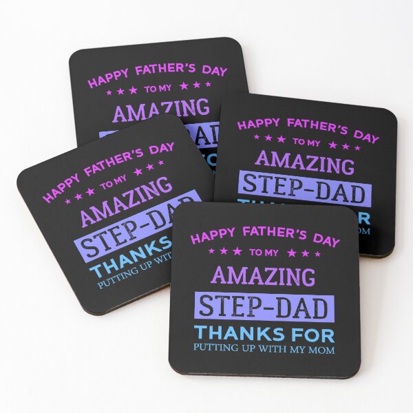 Item preview, Colorful Happy Father's Day To My Amazing Step-Dad Thanks For Putting Up With My Mom Cool Daughter Gift For Daddy Papa Grandpa designed and sold by Raiko-art.