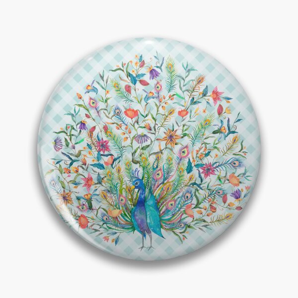 Item preview, Beautiful peacock florals and gingham, cottagecore aesthetic designed and sold by Orianah.