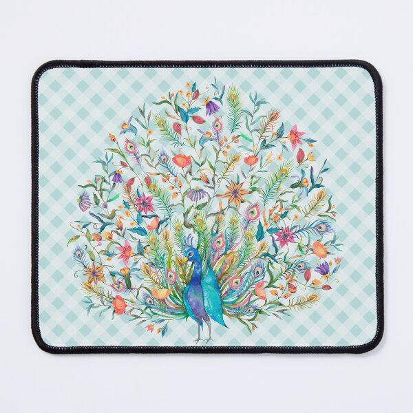Item preview, Beautiful peacock florals and gingham, cottagecore aesthetic designed and sold by Orianah.