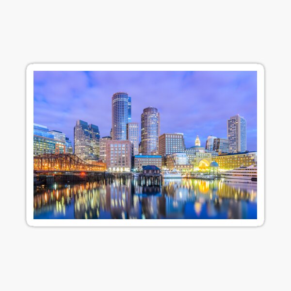 Item preview, Boston City Skyline, Purple Sunset designed and sold by newburyboutique.