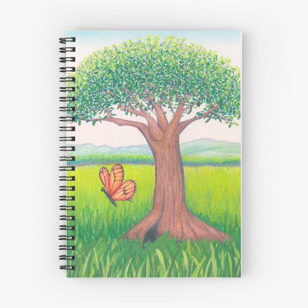 Item preview, Oak Tree and Butterfly in a Field in Spring designed and sold by IridescentSea.