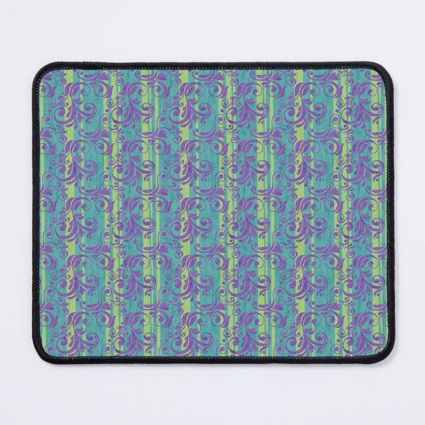 Item preview, Vintage Purple Flourish Over Spring Green Stripe and Teal Background designed and sold by Sheri42.